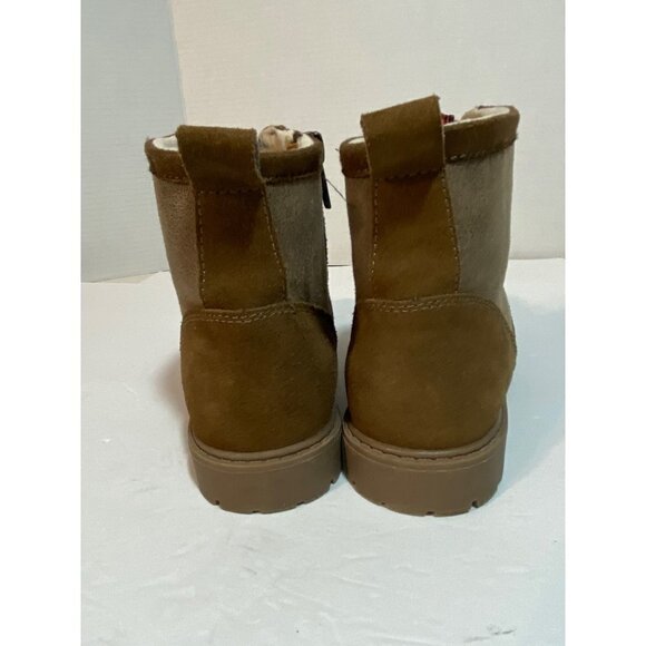 DayFive Ridge Faux Suede Lace Up Fleece Lined Brown Boots Kids' Size 4 - Picture 7 of 9
